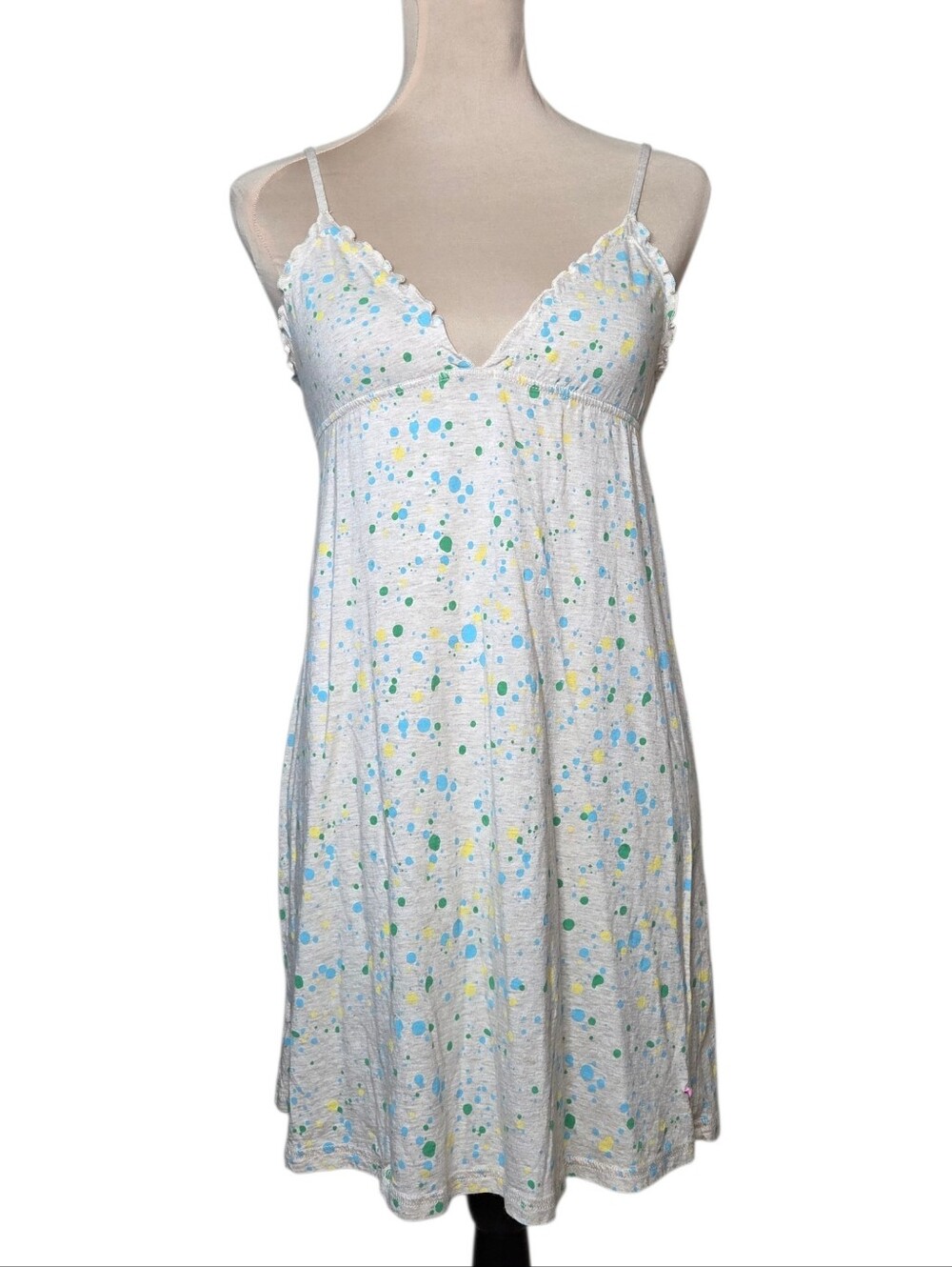 Y2K Victoria’s Secret PINK Paint Splatter Babydoll Chemise Dress Nightgown Small